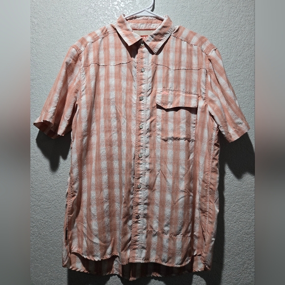 Simms Other - Simms Men's Peach and White Plaid Casual Shirt